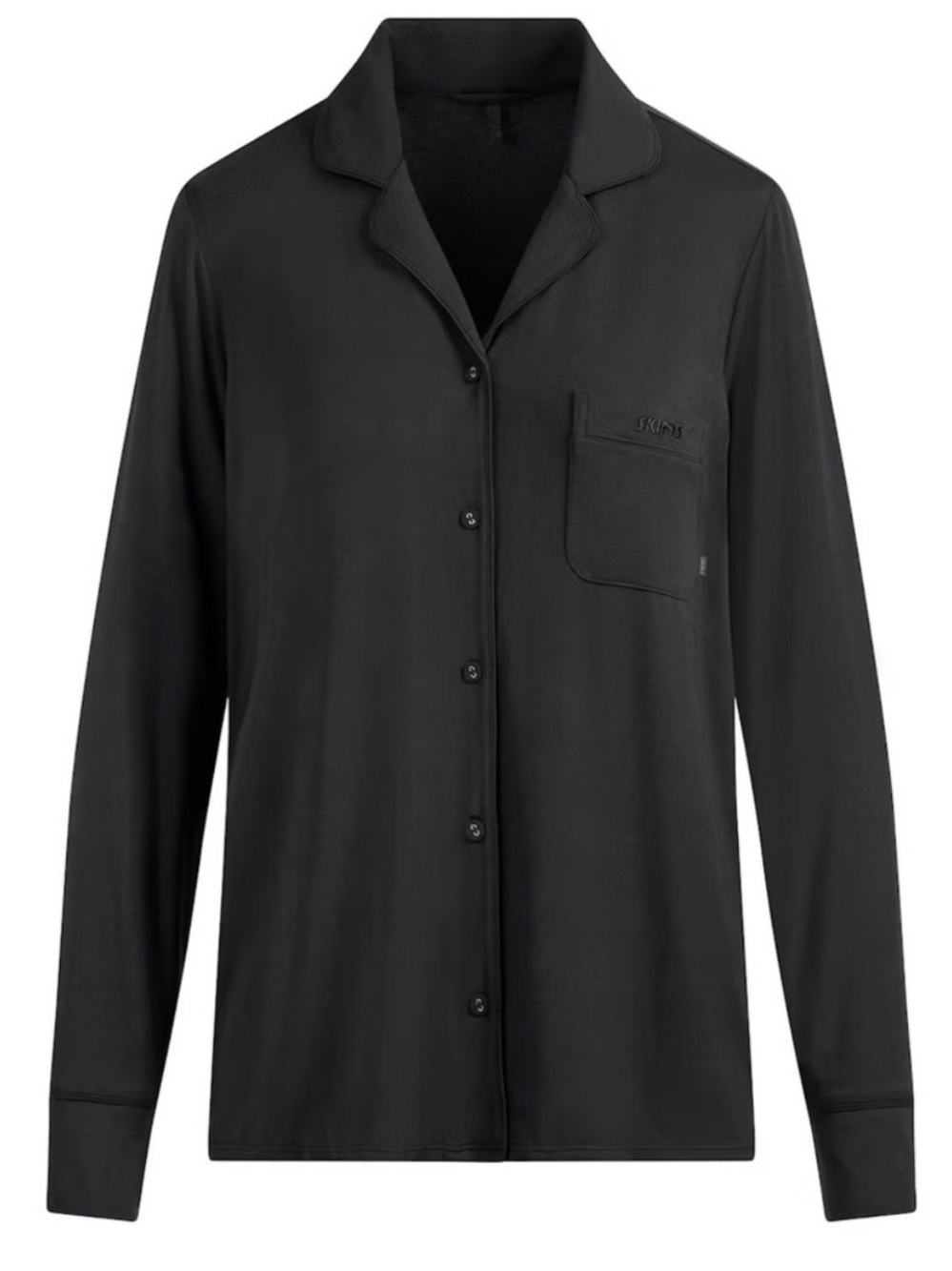 Skims Pajama Top Lounge Button Down , Medium Black